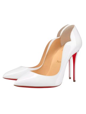 Christian Louboutin Hot Chick 100 White Patent Pumps