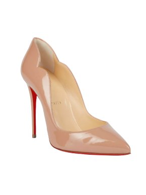 Christian Louboutin Hot Chick 100 Patent Nude Patent Leather Pumps