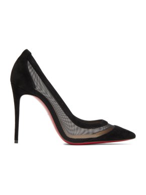 Christian Louboutin Galativi 100 Black Suede and Mesh Pumps