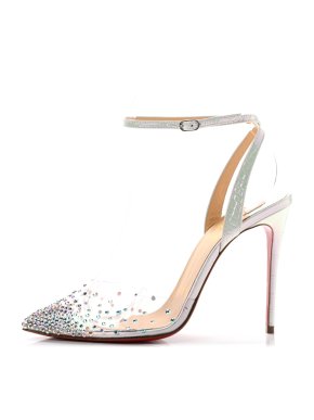 Christian Louboutin Spikaqueen 100 white crystal pumps