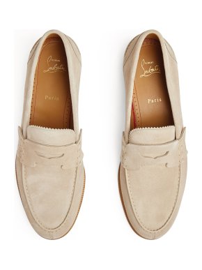 Christian Louboutin Beige No Penny Suede Loafers