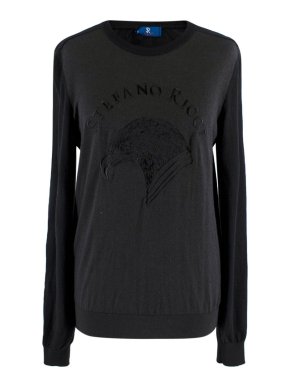 Stefano Ricci Junior Black Embroidered Fine Knit Jumper