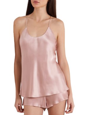 Olivia Von Halle Bella Blush Silk Pyjama Top
