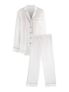 Olivia Von Halle Coco Ivory Blush Trim Pyjama Set