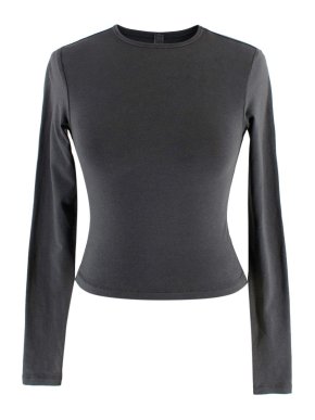 Skims Charcoal Grey New Vintage Cropped Long Sleeve Top