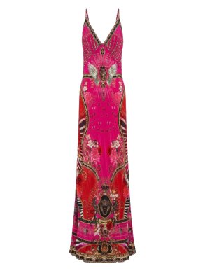 Camilla V Neck Full Length Bias Slip Dress