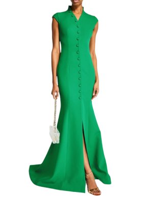 Honayda Long Buttoned Green Gown
