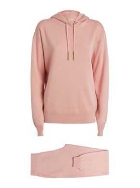 Olivia Von Halle Baby Pink Silk and Cashmere Blend Gia Tracksuit