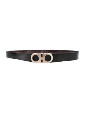 Salvatore Ferragamo Gancho black leather belt