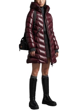 Moncler Marus Burgundy Puffer Long Coat