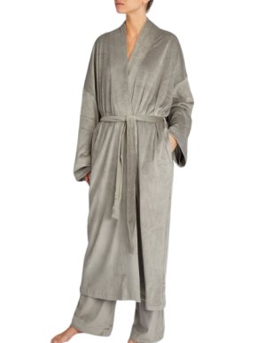 Skims Grey Velour Long Wrap Robe