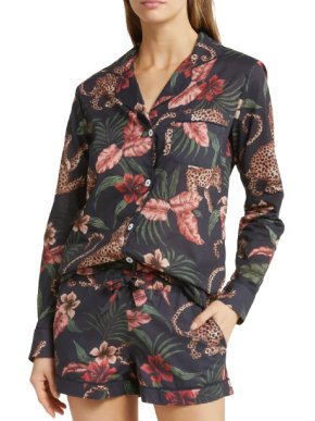 Desmond & Dempsey Navy Soleia Print Pyjama Set