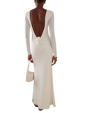 Maygel Coronel White Open-Back Heliconia Maxi Dress