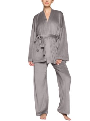 Skims Velour Smoke Velour Wrap Sleep Set