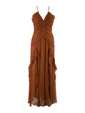 Shona Joy Ruched Frill Maxi Dress
