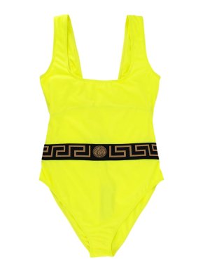 Versace neon Medusa head one piece bathing suit