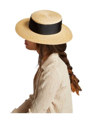 Eliurpi Straw Ribbon-Detail Canotier Sunhat