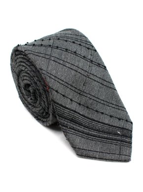 Title of Work Grey Plaid Beaded Tie