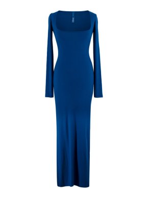 SKIMS Cobalt Blue Long-Sleeve Soft Lounge Maxi Dress