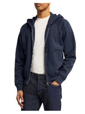 Tom Ford Navy Cotton-Jersey Zip Up Hoodie