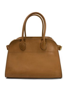 The Row Tan Leather Margaux 10 Top-Handle Bag