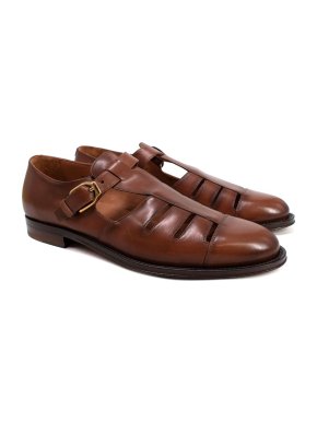 Ralph Lauren Burnished Calfskin Fisherman Sandal