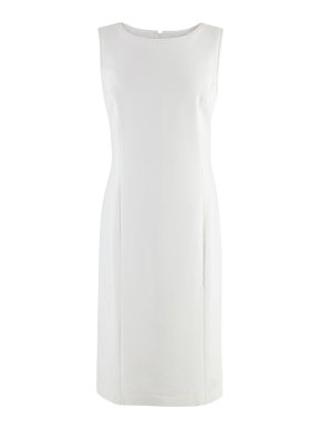 Piazza Sempione White Satin Sleeveless Pencil Dress
