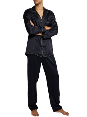 Zimmerli Navy Silk Long Pyjama Set