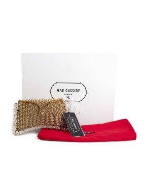 Mae Cassidy Zeenat Pearls and Crystals Gold-toned Clutch