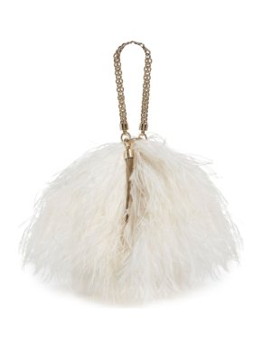 Jimmy Choo Callie Ivory Feather Chain Strap Bag