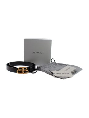 Balenciaga black BB leather belt - size 75