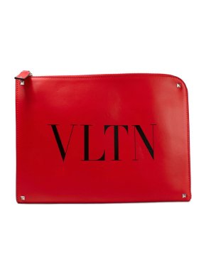 Valentino Garavani Red Vltn Leather Document Case