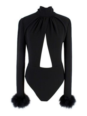 Magda Butrym Feather-trimmed cutout bodysuit