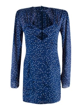 Magda Butrym Blue Silk Polka-Dot Cut-Out Dress