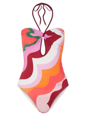 Etro Cutout printed strapless swimsuit