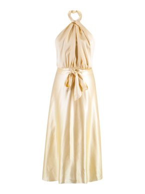 Harmur yellow silk cocktail dress