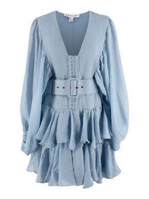 Shona Joy Blue Charlotte Belted Mini Dress