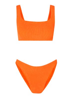 Hunza G Xandra Neon Orange Crinkle Bikini Set