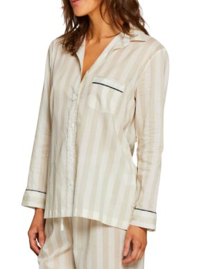 Pour Les Femmes Striped Cream Pyjama Top