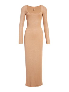Skims Soft Lounge Camel Shimmering Maxi Dress