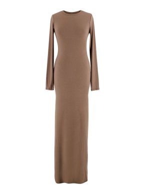 Skims Soft Lounge Brown Maxi Long Sleeve Dress