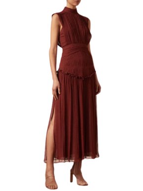 Shona Joy Safira Sangria High Neck Midi Dress