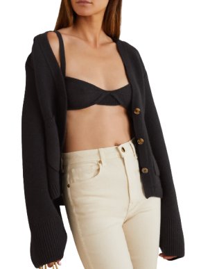 Khaite Black Eda Cashmere Soft-cup Bra