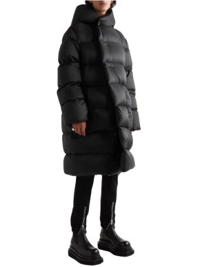 Rick Owens Black Oversized Quilted Maxi Puffer Coat