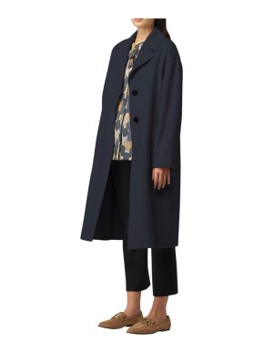 S' Max Mara Midnight Blue Wool Long Coat