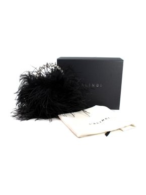 L'alingi Crystal-Embellished Black Feather Clutch