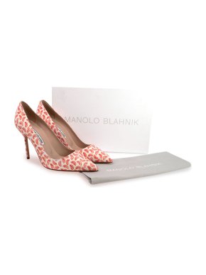 Manolo Blahnik BB linen printed pumps
