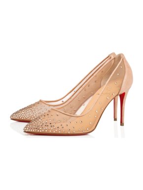 Christian Louboutin Follies Strass Suede Silk Pumps