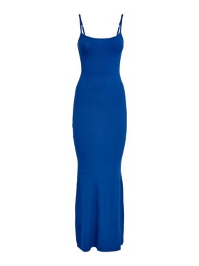 Skims Cobalt Soft Lounge Rib Long Slip dress