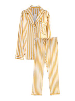 Morgan Lane Tommy Striped Silk Blend Yellow Pyjama Set